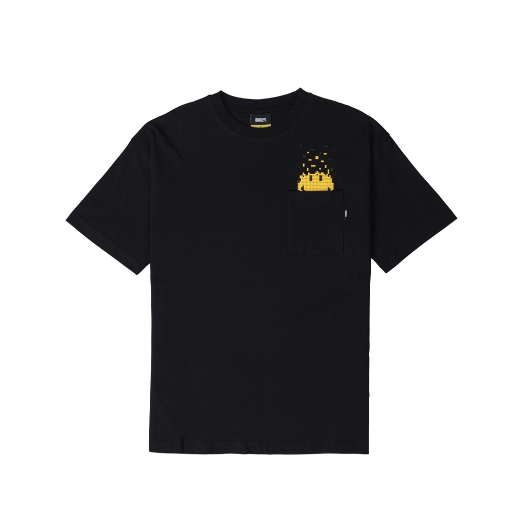 SMILEY®ESSENTIAL PIXELS WITH POCKET T-SHIRT JERSEY (BLACK)