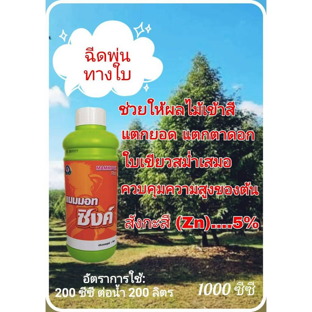 บริษัท เทพวัฒนา แมมมอท ซิงค์ ขนาด 1000 ซีซี เร่งสี แตกตาดอก ตายอด ใบเขียวสม่ำเสมอ ช่วยควบคุมความสูง สังกะสี (Zn)...5%