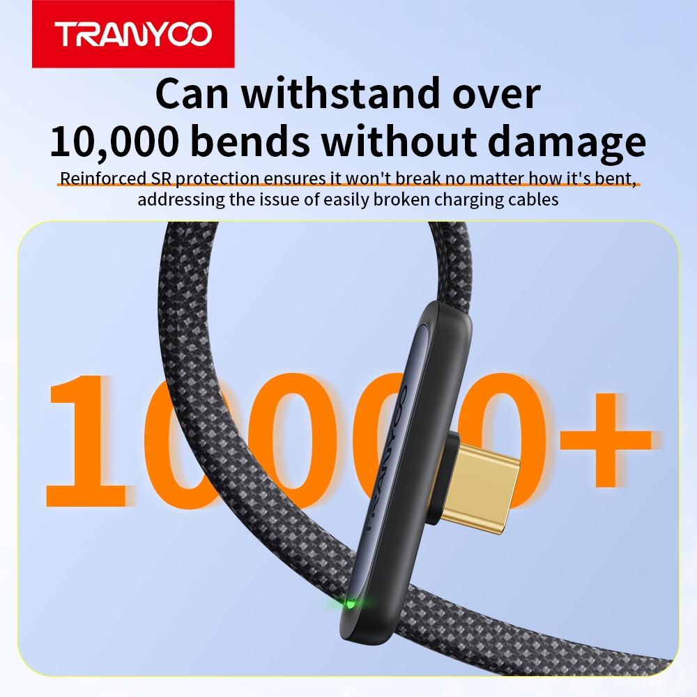 TRANYOO CC3 สายชาร์จเกม 90° สำหรับเล่นเกม 30W Ligh&ning 65W Type-C ยาว 1.2 เมตร - 4