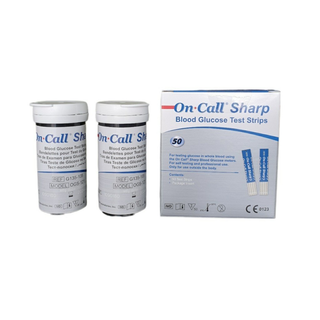 แผ่นตรวจน้ำตาล 50 test On call Sharp ใช้กับเครื่องตรวจน้ำตาลรุ่น Oncall Sharp, Strip on call sharp 50 test เยอรมัน