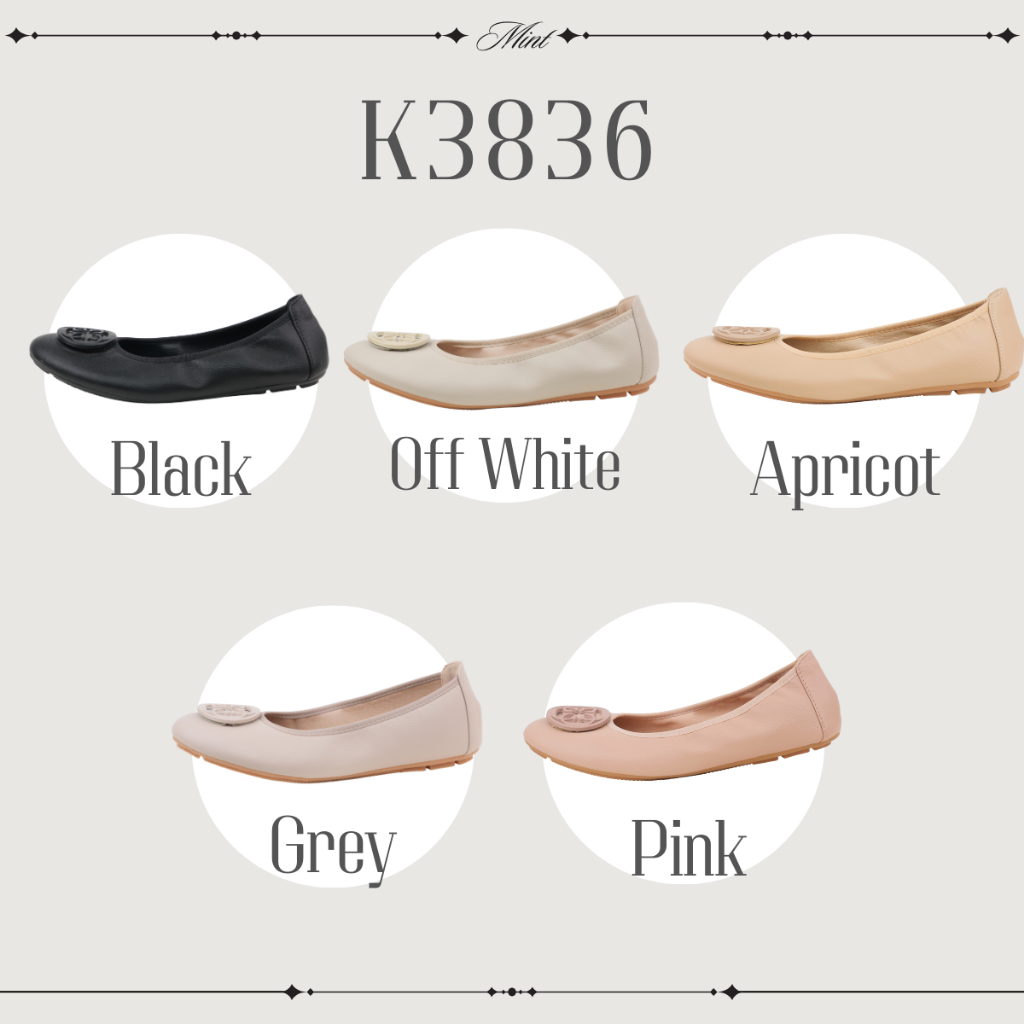 สินค้าพร้อมส่ง รหัสสินค้า K3836 รองเท้าคัทชูส้นแบน หน้าประดับ แพทเทิร์นหน้าเท้ากว้างรองรับไซส์ 41-42