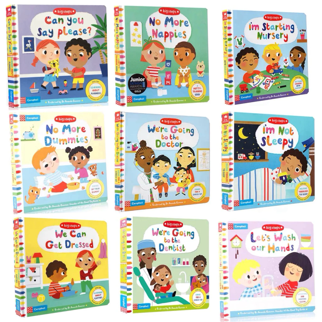 หนังสือฝึกทักษะชีวิต big step series หนังสืออ่านภาษาอังกฤษสำหรับเด็กแบบเลื่อนขยับ Board book หนังสือภาพ