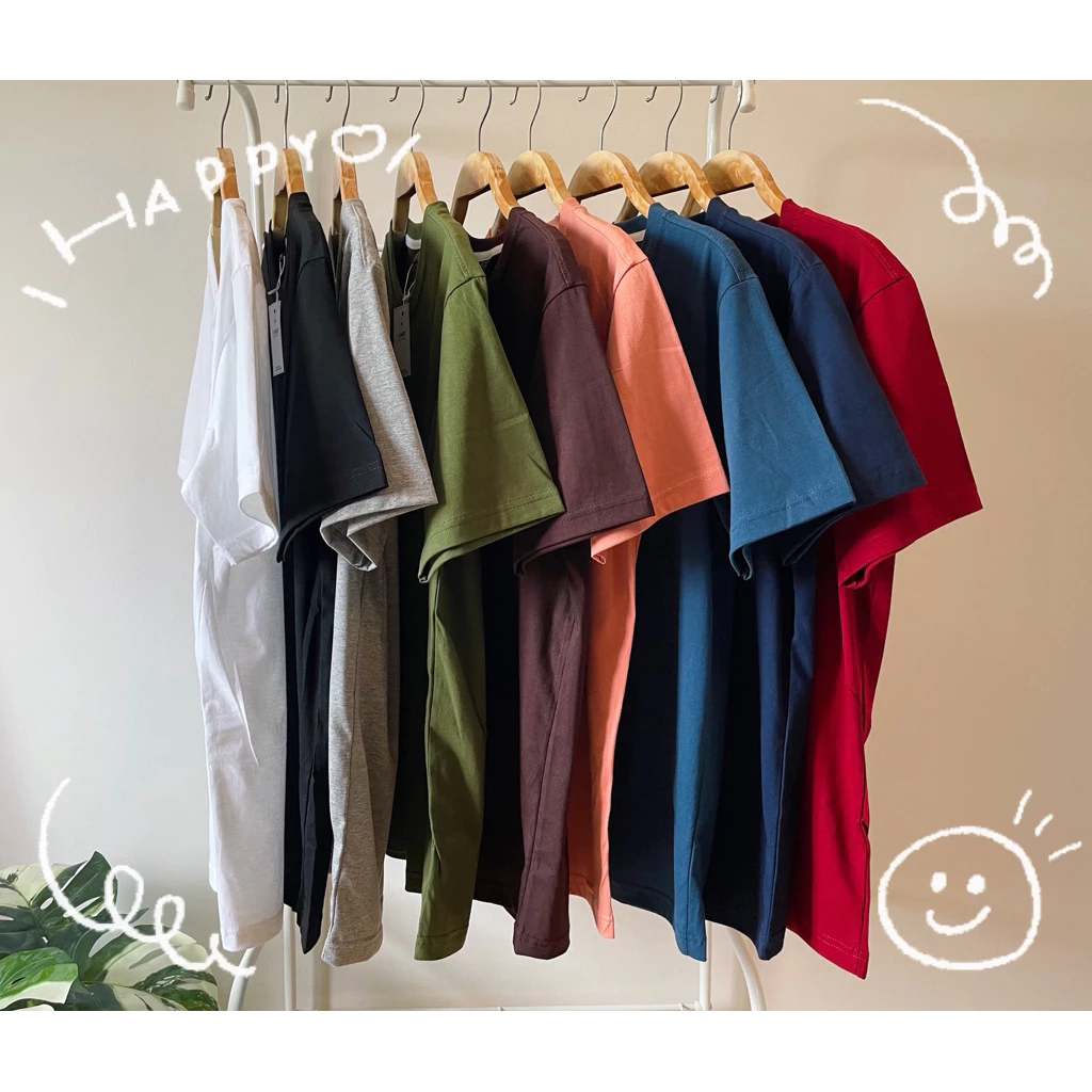 เสื้อยืด แขนสั้นสีพื้นผ้า Cotton 100 % ไม่หด ไม่ย้วย