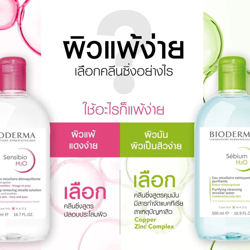 Bioderma Cleansing Water เช็ดเครื่องสำอาง  500ml