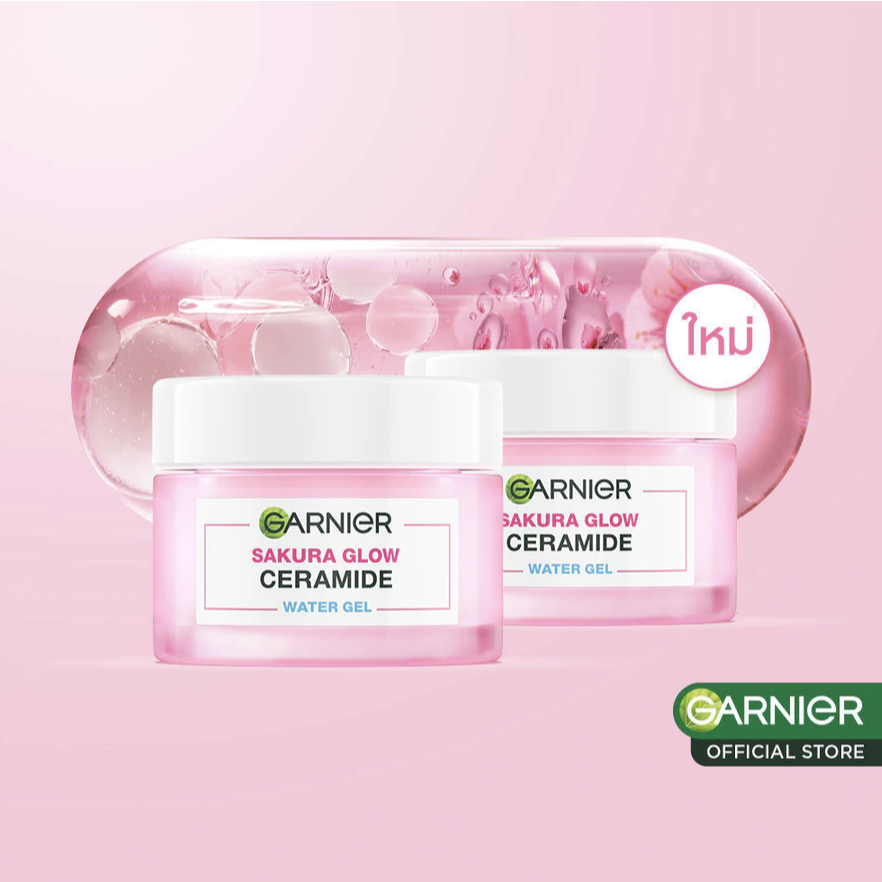 การ์นิเย่ ซากุระ โกลว์ เซราไมด์ วอเตอร์-เจล 50มลx2 GARNIER CERAMIDE WATER-GEL 50mlx2 ครีมทาหน้า mois