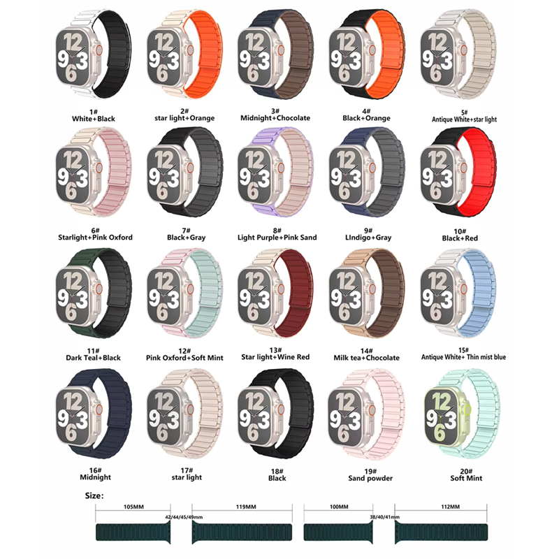สายนาฬิกาซิลิโคนแม่เหล็กสำหรับ iwatch46mm49mm45mm42mm41mm44mm38mm40mm สายนาฬิกาใหม่ซีรีส์ 11/10/9/8/7/6/5/4/3/2/4/1/se - รูปที่ 7