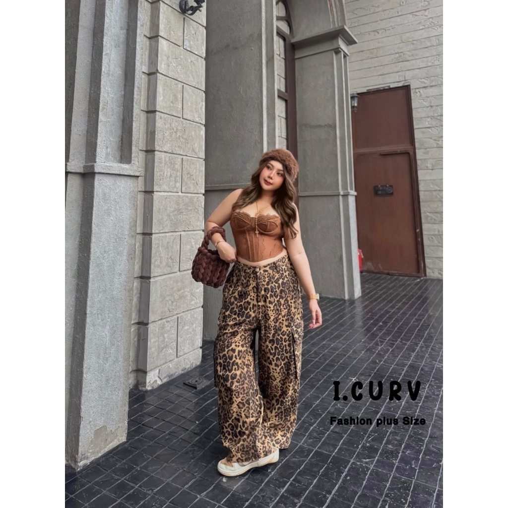 /LC/ กางเกงยีนส์สาวอวบ ลายเสือ ทรงคาร์โก้ เอวสูง เก็บทรงสวย #กางเกงไซส์ใหญ่ สาว อ้วน พลัสไซส์ - รูปที่ 4