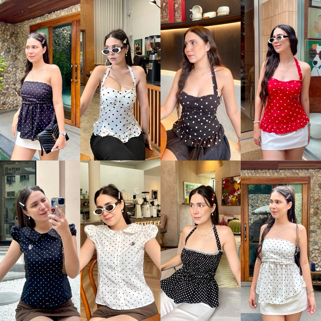 🍒Polkadot Girly🍒 เสื้อลายจุด ด้านหลังสม็อค ช่วยให้ดูเข้ารูปทรงสวย น่ารักมากๆเลยค่า
