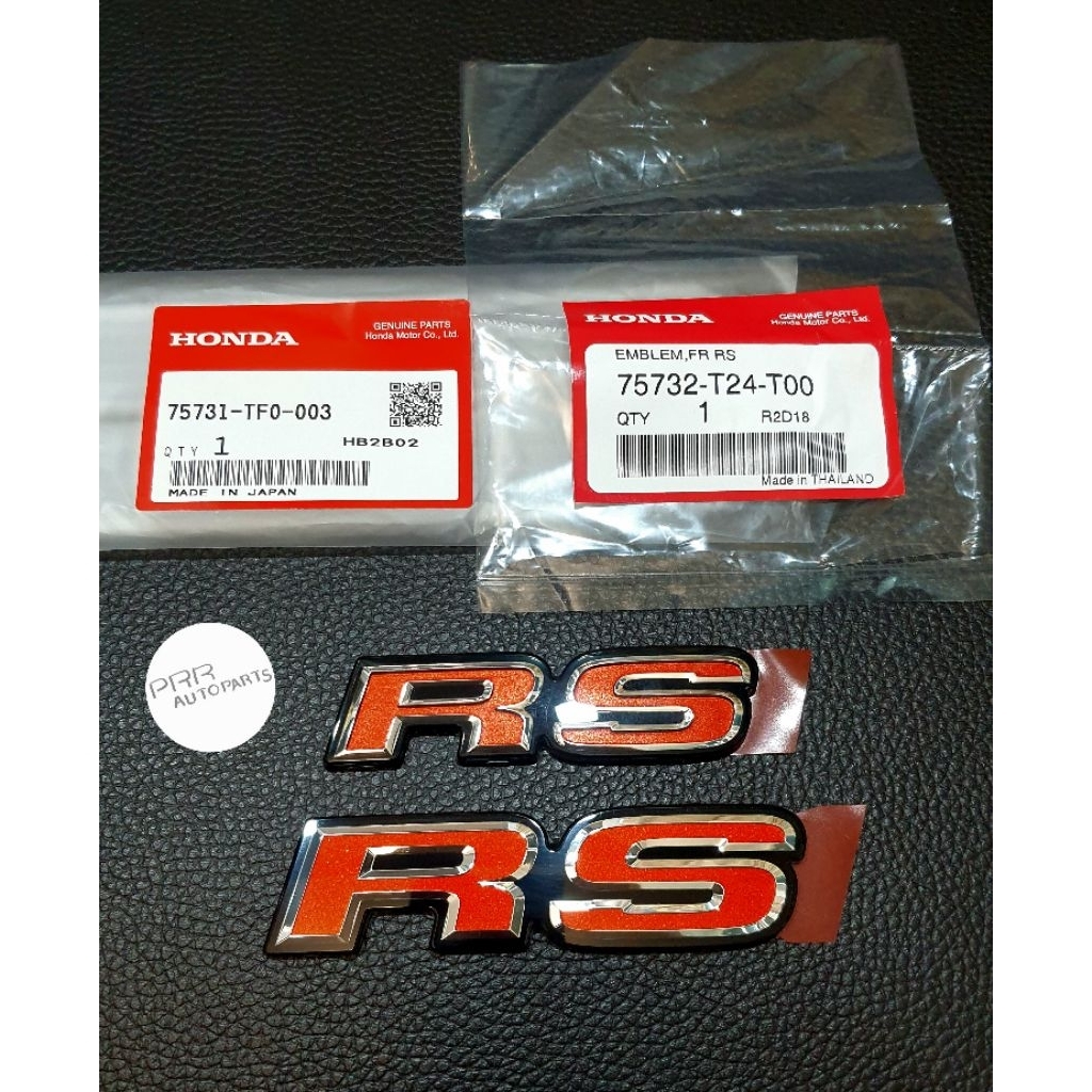 ของแท้ 1คู่ โลโก้ RS หน้ากระจัง และท้ายรถ สีแดง HONDA CIVIC FE RS  CIVIC E-HEV RS  2021-2024