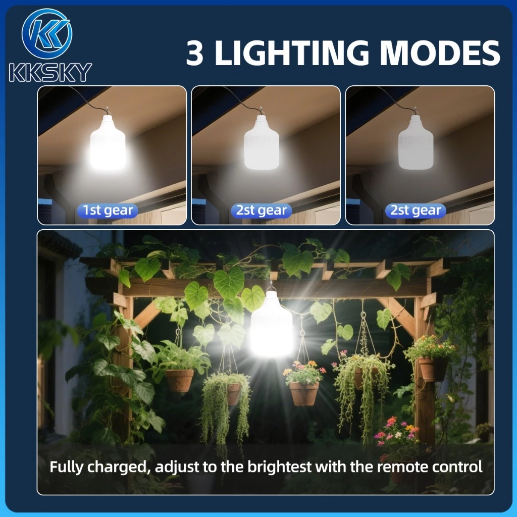 KKSKY【ซื้อ 1 แถม 1】ไฟโซล่าเซลล์ หลอดไฟโซล่าเซลล์ 880000W solar light bulb ไฟตุ้ม3สี LED ไฟตั้งแคมป์ สปอตไลท์พกพา thumbnail 9