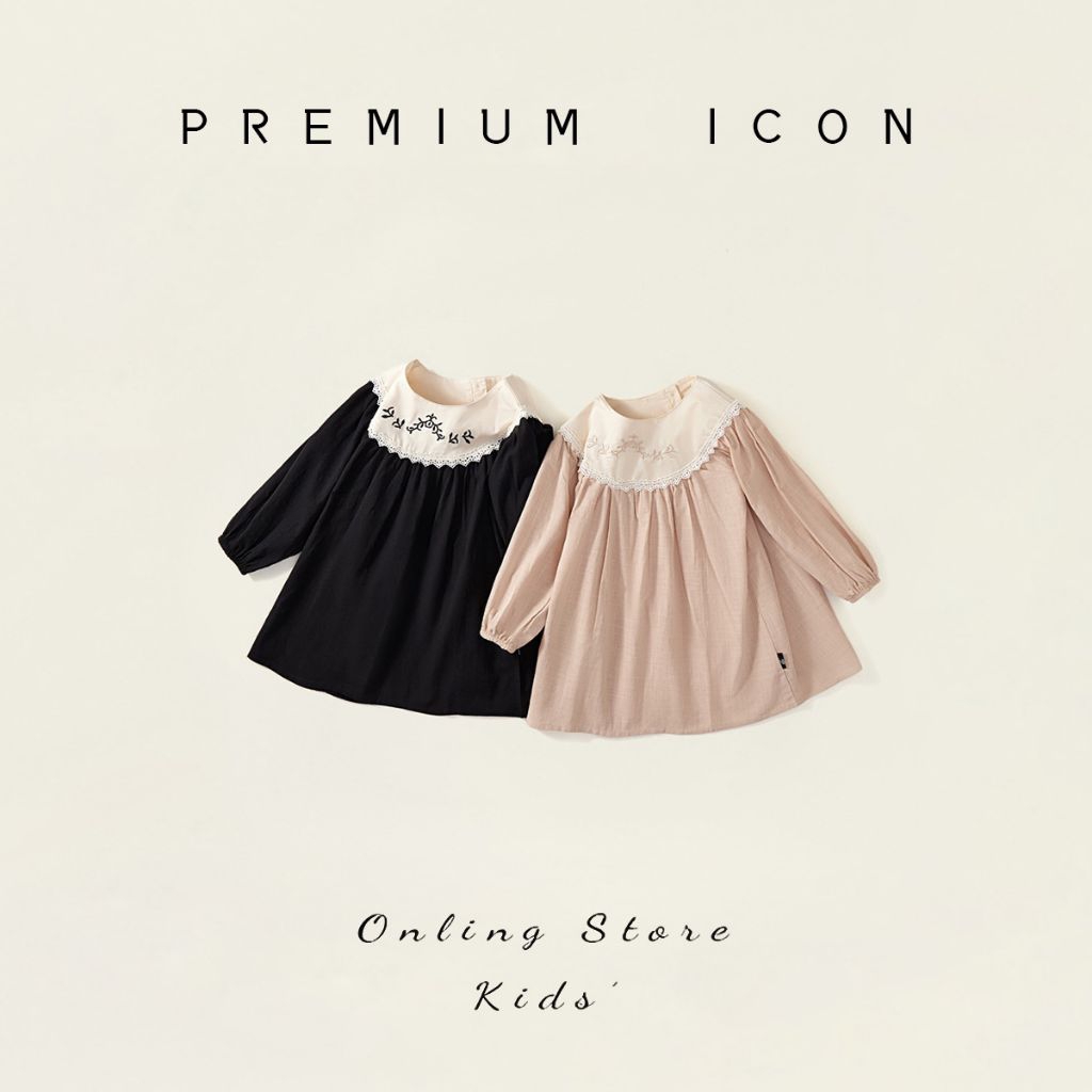 [พร้อมส่ง cotton100%] MDD.ชุดเดรสเด็กแขนยาว เดรสแขนยาวสไตล์เกาหลี ชุดกระโปรงแขนยาว