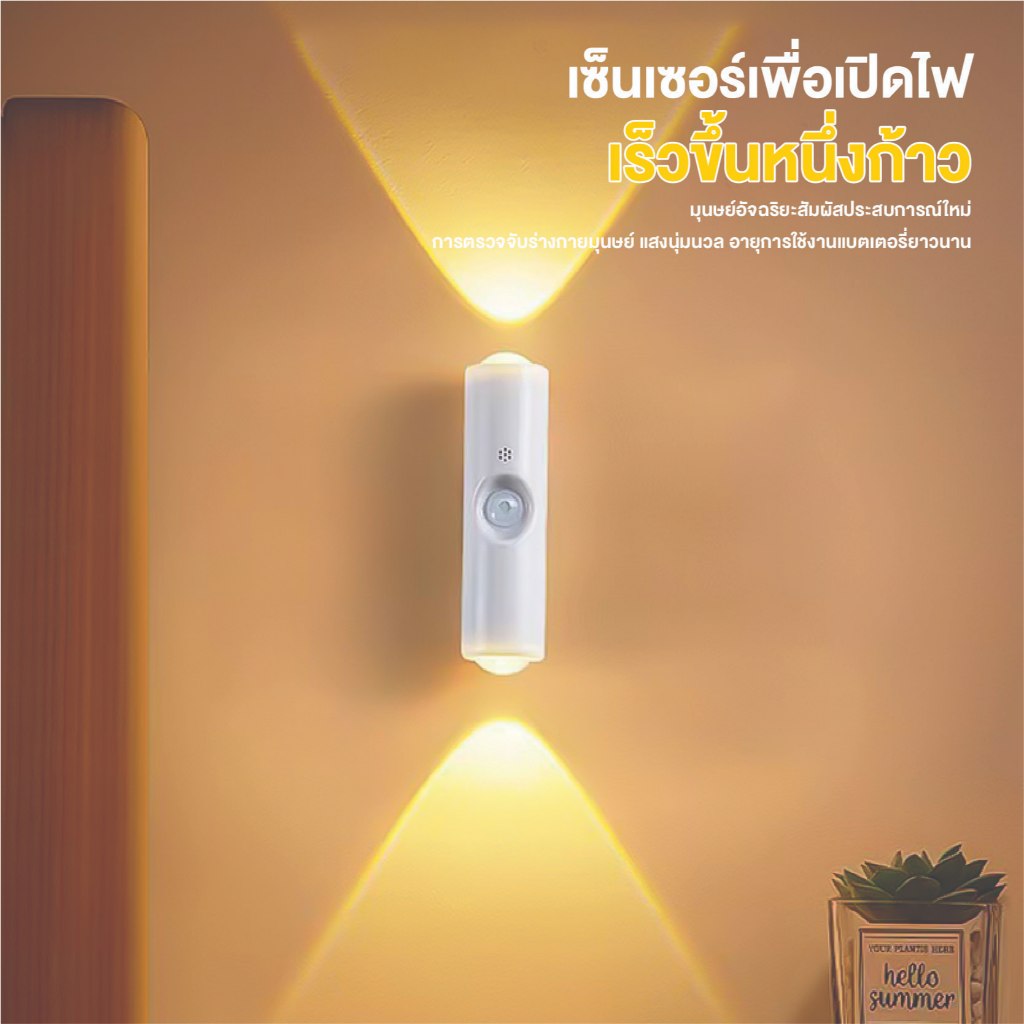 PANASI รุ่นใหม่ โคมไฟติดผนังเซนเซอร์ 2 หัว ไฟเซ็นเซอร์ LED โคมไฟติดผนังตาแมว เซ็นเซอร์อัจฉริยะ ติดตั้งง่าย ใช้งานสะดวก