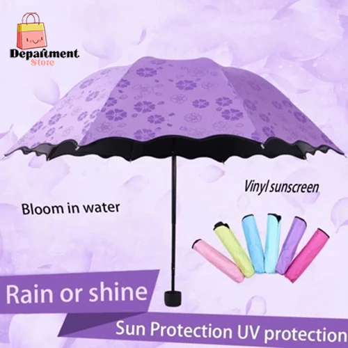 เวทมนตร์ ร่มพับได้กันแดดกันฝน กันลม ป้องกัน UV โดนน้ำเปลี่ยนลายดอกไม้
