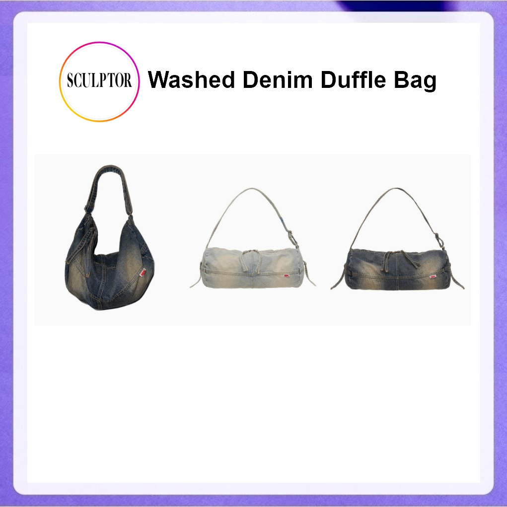 Sculptor Washed Denim Duffle Bag (Vintage Tint, Washed Blue) / Canvas Duffel Bag (Indie Pink, Pale G