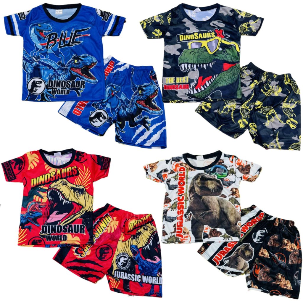 ชุดเด็กผ้าไมโคร ลายไดโนเสาร์ 4 สี (S-XL) ผ้าลื่น ใส่สบาย
