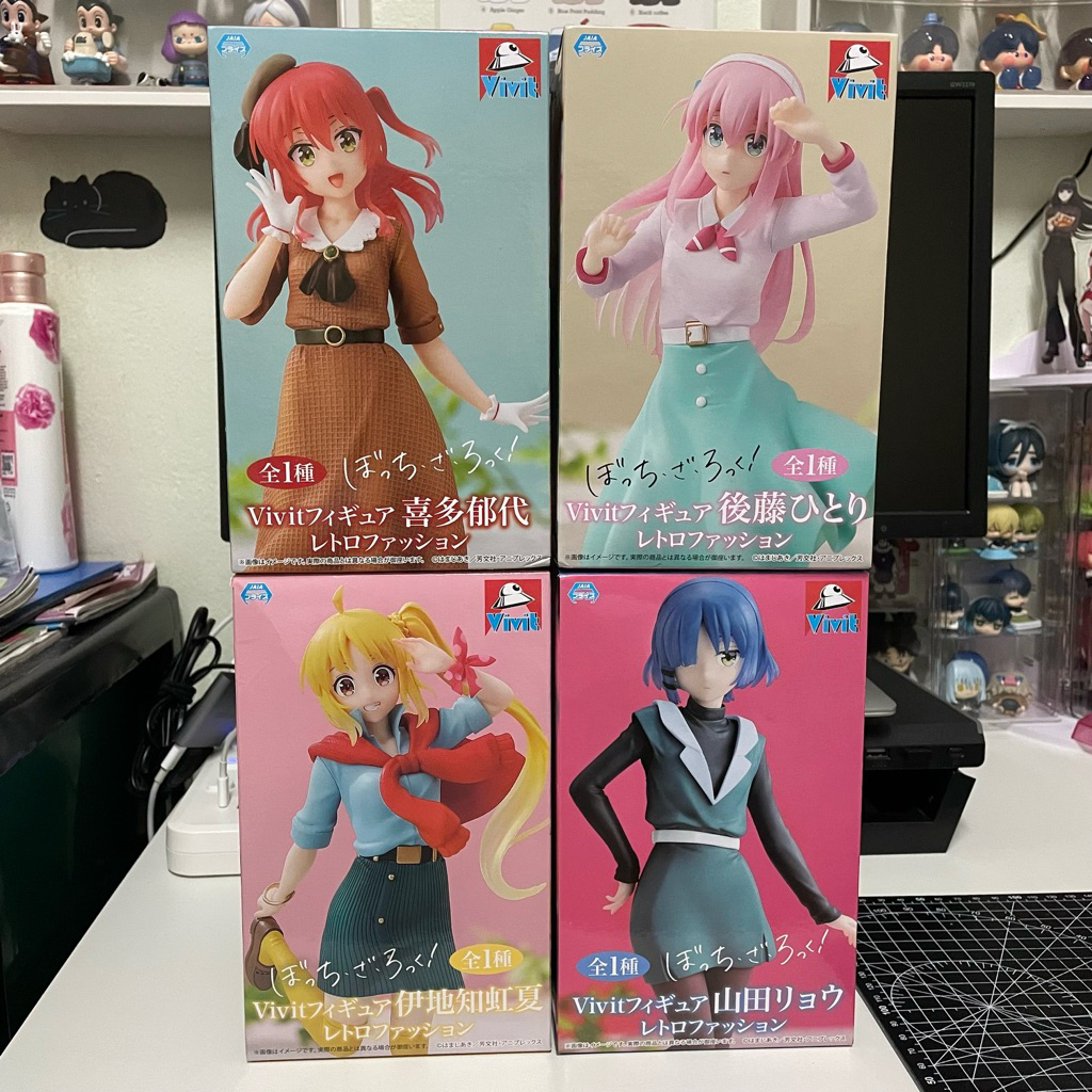 (พร้อมส่ง/ของแท้) ฟิกเกอร์ Bocchi the rock! - Ryo, Nijika, Kita, Hitori (Retro fashion) Vivit system