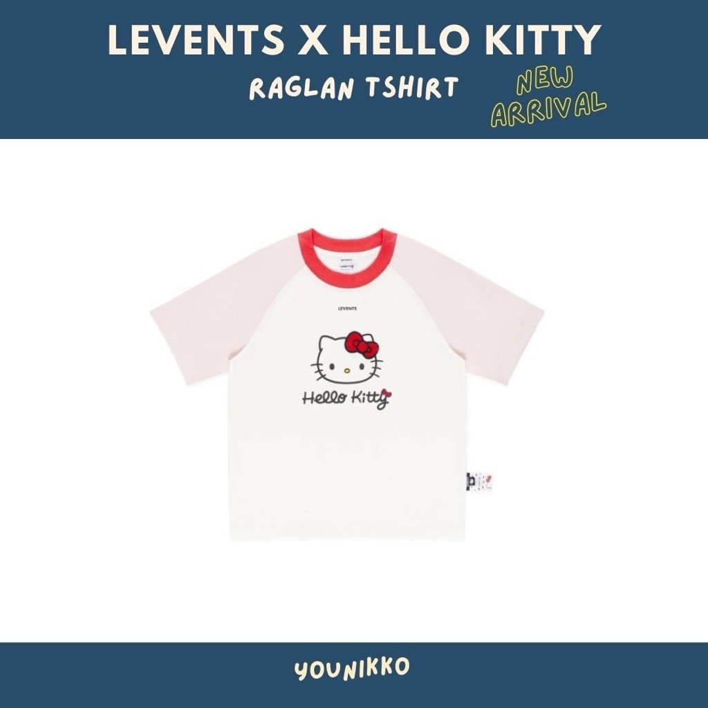 (พร้อมส่ง_ส่งด่วนได้) levents x hello kitty เสื้อยืด raglan