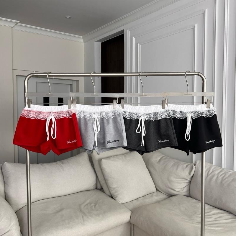 PT181 กางเกงขาสั้นแต่งขอบลูกไม้ปัก PROMTHONG