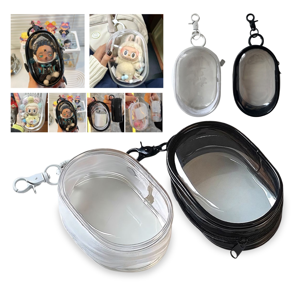 กระเป๋าใส่ตุ๊กตา กระเป๋าเก็บซิปใสขนาดเล็กแบบพกพา กันน้ำ กันฝุ่น กระเป๋าเก็บหูฟัง กระเป๋าตุ๊กตา กล่องบรรจุสายข้อมูล