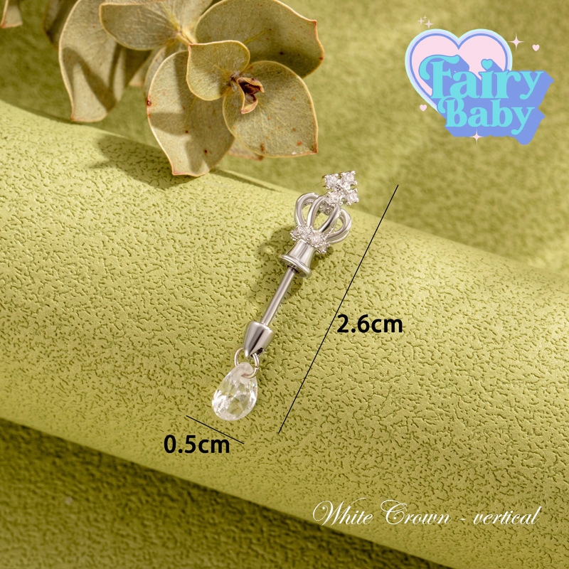 Fairybaby จิว White Crown Vertical ( 1 ชิ้น ) Vertical Helix ประกาย น่ารัก 0.8