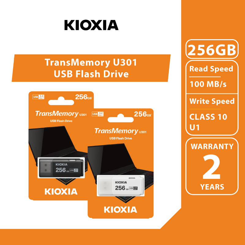 KIOXIA-TransMemory U301 USB3.2 Gen 1 256GB แฟลชไดร์ฟ รับประกัน 2 ปี