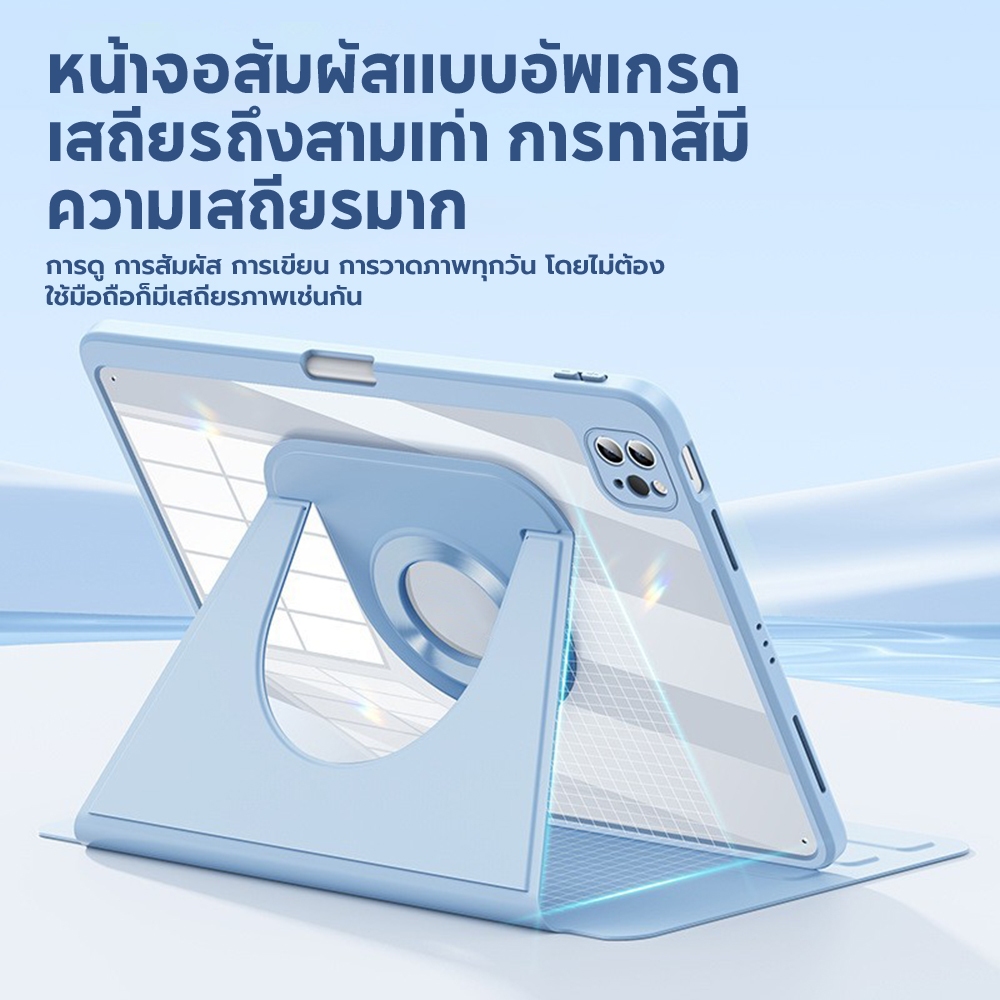 Jamjake เคสป้องกัน iPad แบบถอดได้ หมุนได้ 360 องศา พร้อมช่องใส่ปากกาเพื่อป้องกันการงอ Gen10 Gen11 2025 pro12.9 Gen7/8/9 - รูปที่ 2