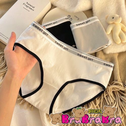 [ส่งจากไทย] 𝑩𝒓𝒂𝑩𝒓𝒂𝑩𝒓𝒂 #p-092 กางเกงใน ผ้าคอตตอน ผ้าผ้าย เอวกลาง ใส่สบาย