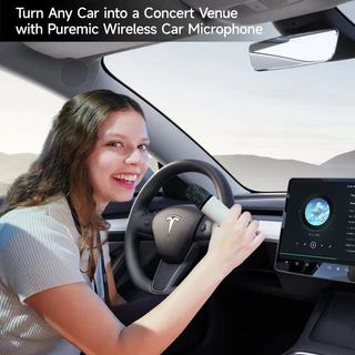 🚗 Puremic™ Tesla Mic – ไมค์ร้องเพลงไร้สายในรถ Tesla Model Y Model 3 Model X (USB-C/USB-A พร้อมใช้)