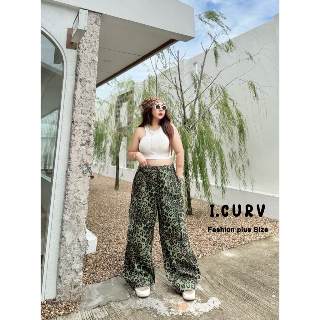 /LC/ กางเกงยีนส์สาวอวบ ลายเสือ ทรงคาร์โก้ เอวสูง เก็บทรงสวย #กางเกงไซส์ใหญ่ สาว อ้วน พลัสไซส์ - รูปที่ 3