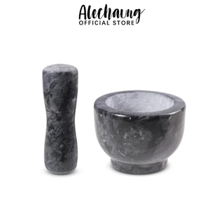 Alechaung ครกตำน้ำพริก ครกหินมินิมอล ครกหิน marble mortar 4นิ้ว 5นิ้ว พร้อมสาก [ครกแตกเคลมจากขนส่ง เคลมได้]