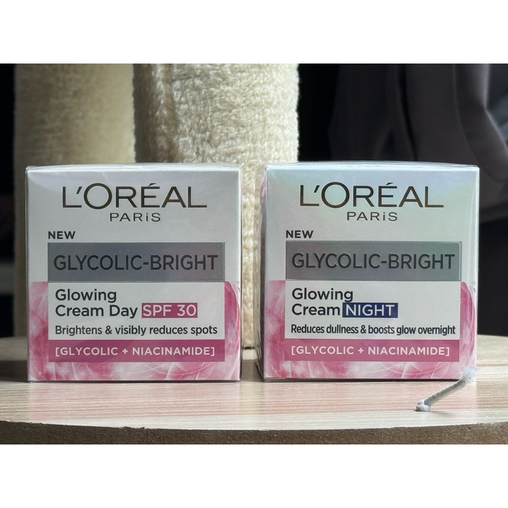 ลอรีอัล ปารีส L'Oréal Paris Glycolic Bright Anti-Dark Spot Set เดย์ครีม50ml + ไนท์ครีม50ml moisturizer ลดจุดด่างดำLoreal