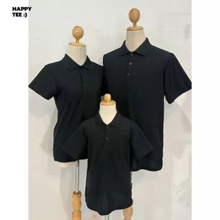 HAPPY TEE เสื้อโปโล "สีดำ" ทรงสวย ผ้านุ่ม ใส่สบาย ไม่ต้องรีด ใส่ได้ทั้งครอบครัว