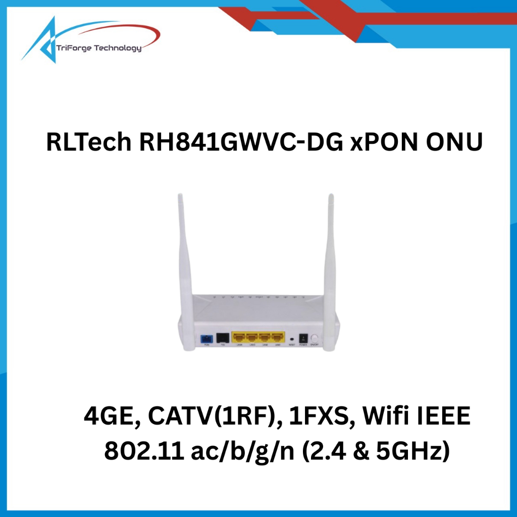 RLTech RH841GWVC-DG xPON ONU, 4GE, CATV(1RF), 1FXS, Wifi IEEE 802.11 ac/b/g/n (2.4 & 5GHz)