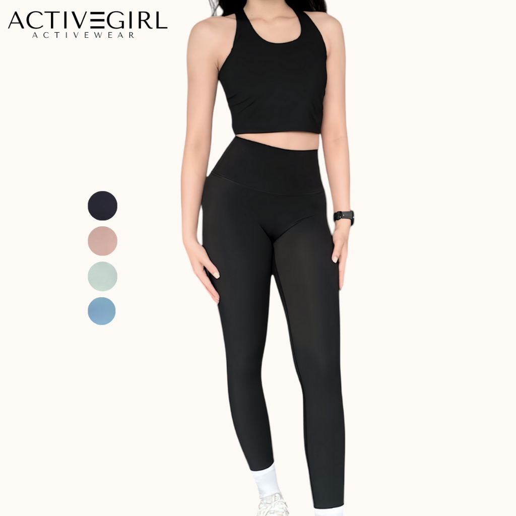 AGRL - ชุดออกกำลังกายเก็บพุง รุ่น Basic Slim fit (ขายแยกชิ้น) กางเกงมีแพรตเทิ้ลปิดพุง+มีกระเป๋า บราฟองน้ำเย็บติด