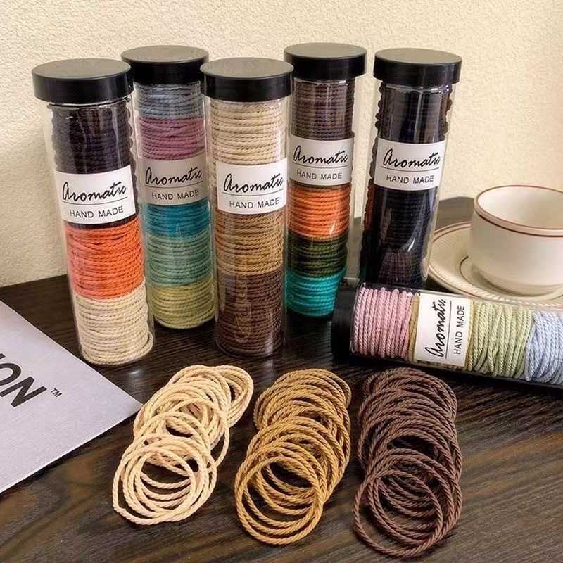 ยางมัดผมเด็ก ยางรัดผมสีพื้น 100เส้น1ขวด จากไทย🇹🇭 ยางยืดแน่น ยางมัดผมเส้นเล็ก หลากสี