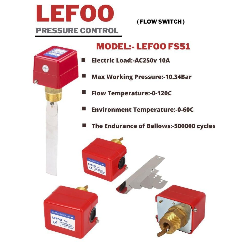FS51 สวิทช์ใบพาย / สวิทช์ควบคุมการไหล FLOW SWITCH เกลียว PT  1/2" , 3/4" , 1" LEFOO