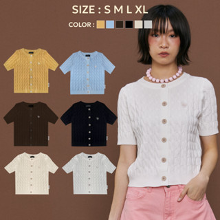 Bemingtop970(S-XL)-Cable Button Cardigan – คาร์ดิแกนถักลายเป…