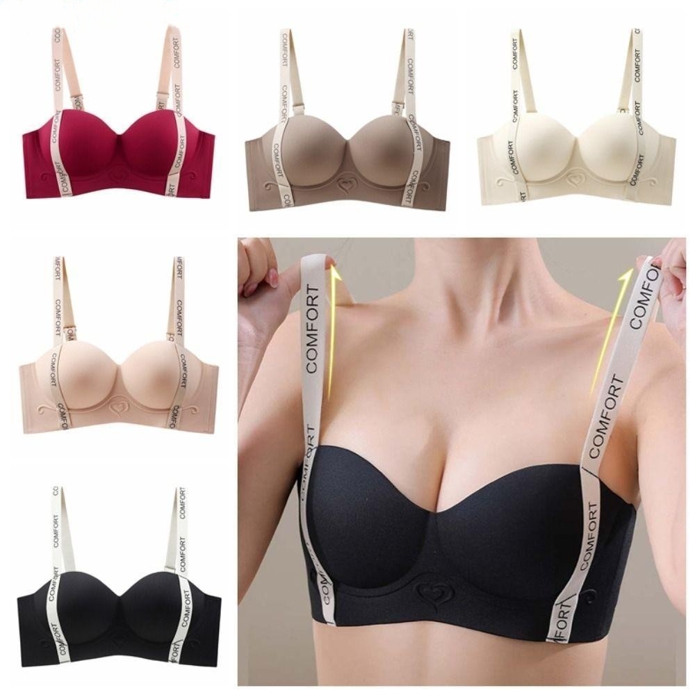 🍑🍑Peach Heart Alphabet เสื้อใน ny124 Letter Bra สตรี Push-Up เต้านมเล็กสนับสนุนเต้านมเสริม Anti-sagg