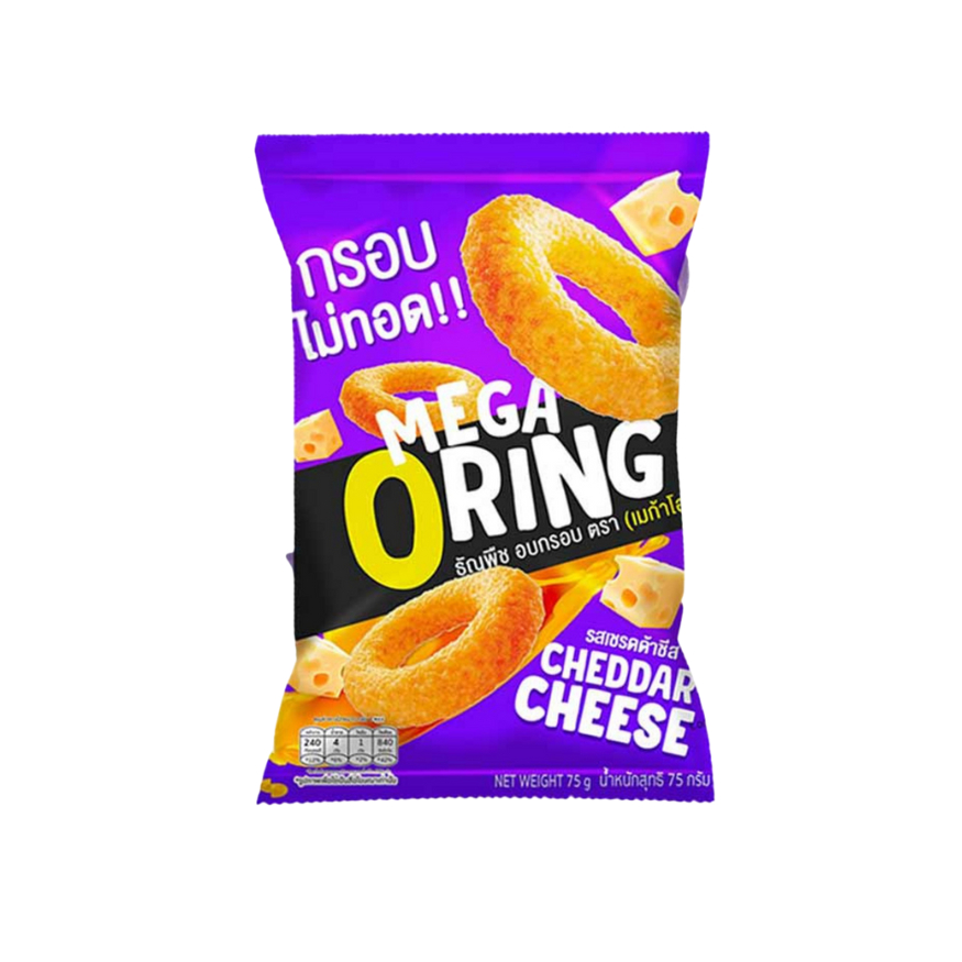 Mega O Ring เมก้าโอริงส์ ขนมธัญพืชอบกรอบ มี 3 รส ขนาด 75 กรัม (แพ็ก 6 ชิ้น)
