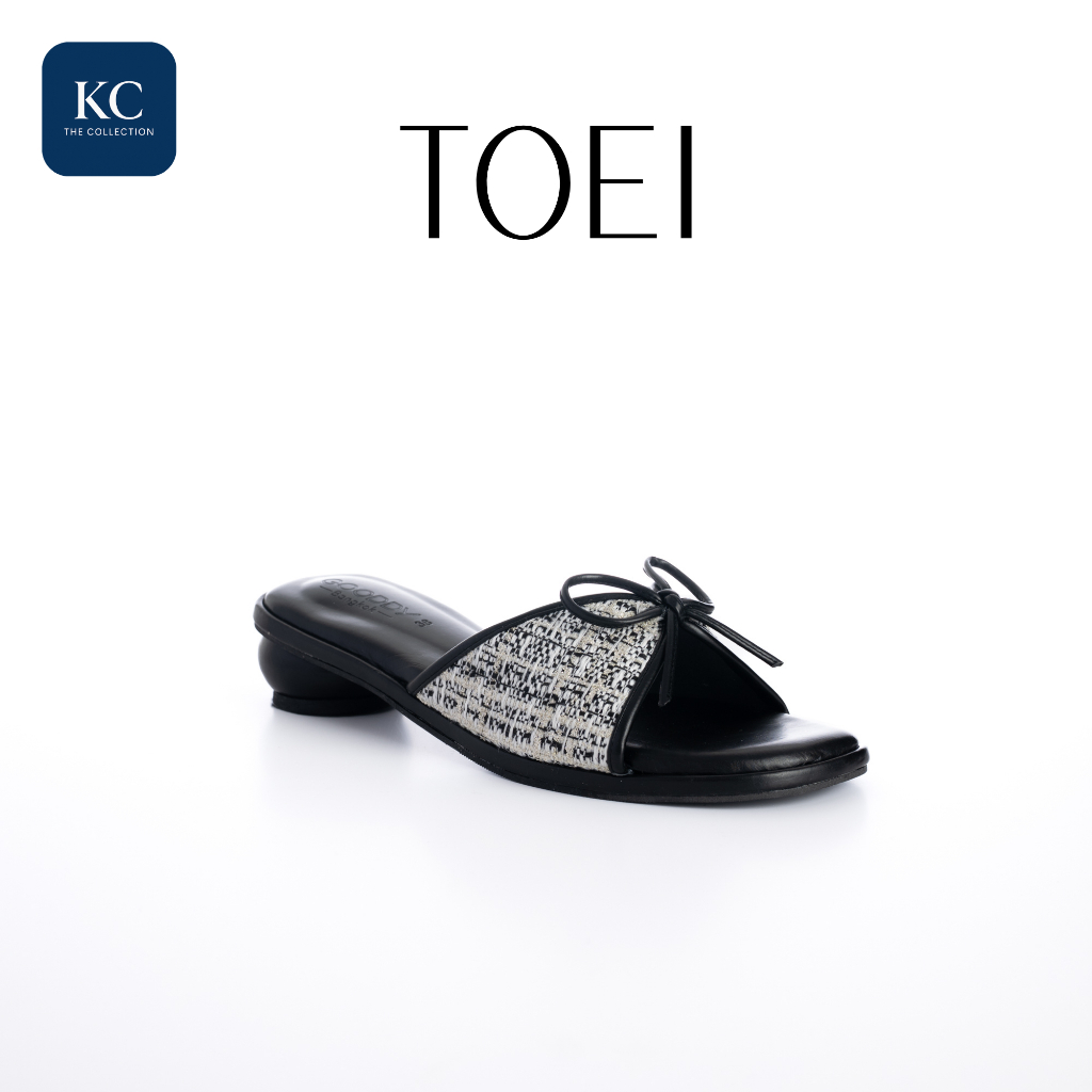 รองเท้าส้นเตี้ยผ้าทอผู้หญิง สไตล์คุณหนู โบว์น่ารัก ใส่สบาย รุ่น Toei | KC The Collection