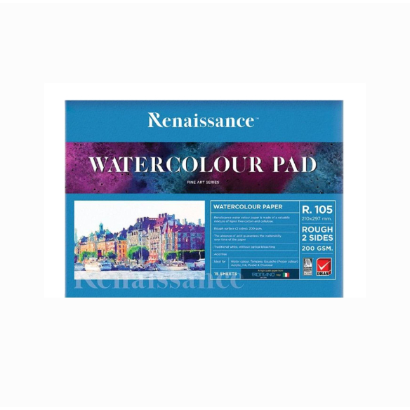 กระดาษ100ปอนด์ แบบหยาบ สมุดวาดเขียน กระดาษร้อยปอนด์แบบเล่ม Renaissance R105( A4 )