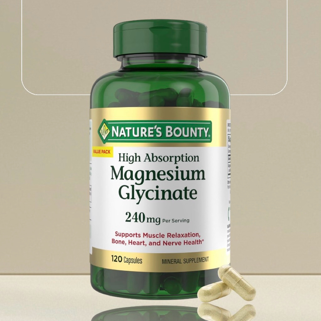 ✅พร้อมส่ง แมกนีเซียม ไกลซิเนต✨ 1 เม็ด 120 mg🧬 Nature’s Bounty Magnesium Glycinate 240 mg 120 Caps / 