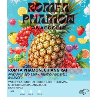 กาแฟหวานหอมสับปะรด เมล็ดกาแฟคั่วอ่อน ร่มฟ้าผาหม่น Single Origin Natural Anaerobic อเมริกาโน่เย็น | Jiddy Roasters