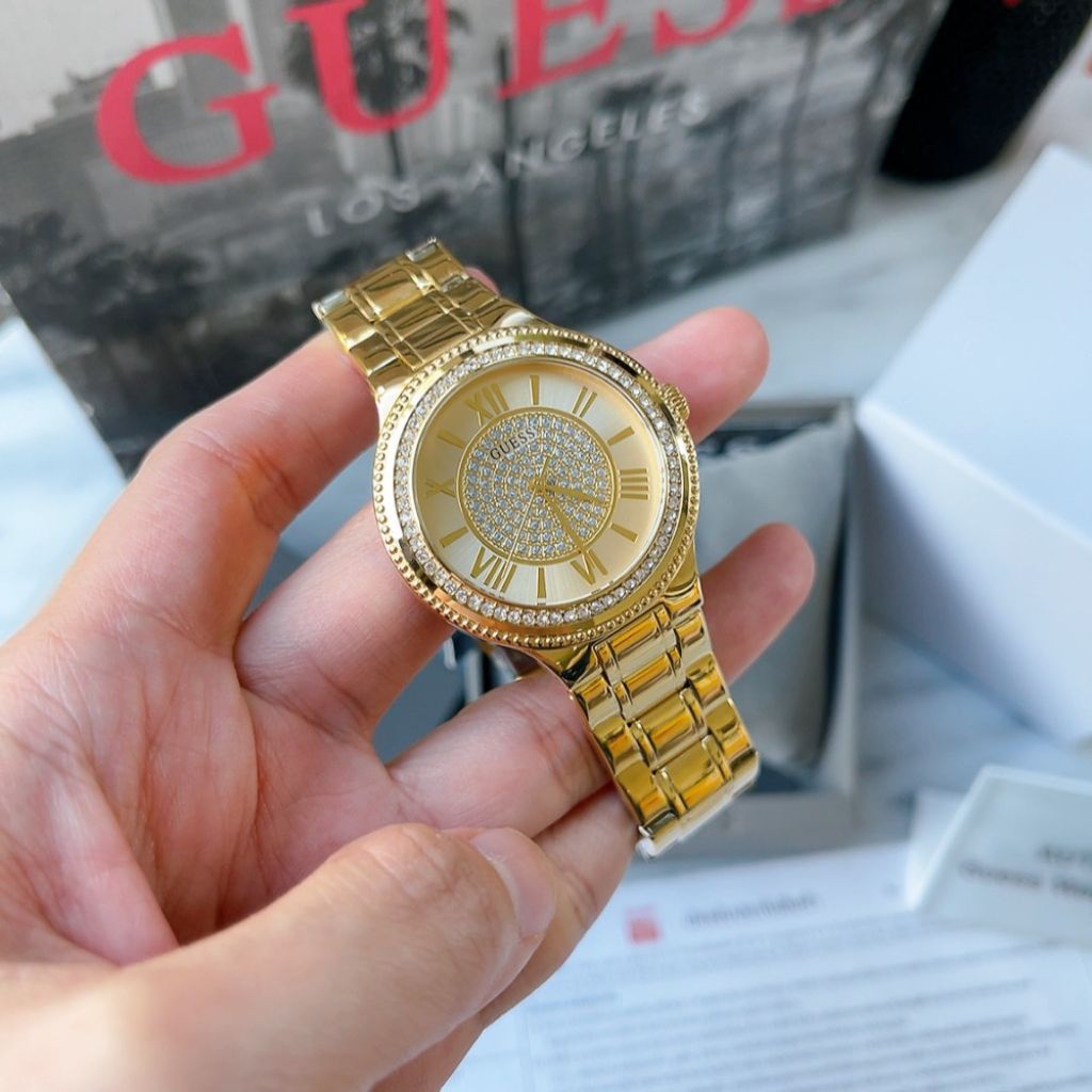 🌻หน้าปัดคริสตัล หน้าปัด 36 มิล ✨ นาฬิกา Guess U0637L2M MADISON GOLD