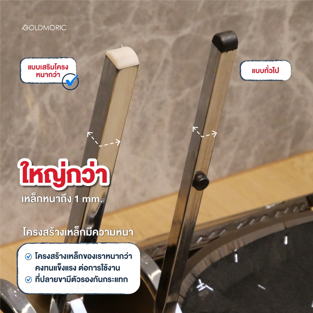 Goldmoric (พร้อมจัดส่ง) เก้าอี้จัดเลี้ยงเบาะหนัง โครงเหล็กชุบโครเมี่ยม พนักพิงใหญ่ เก้าอี้สัมนาเกรดพรีเมี่ยม - รูปที่ 3