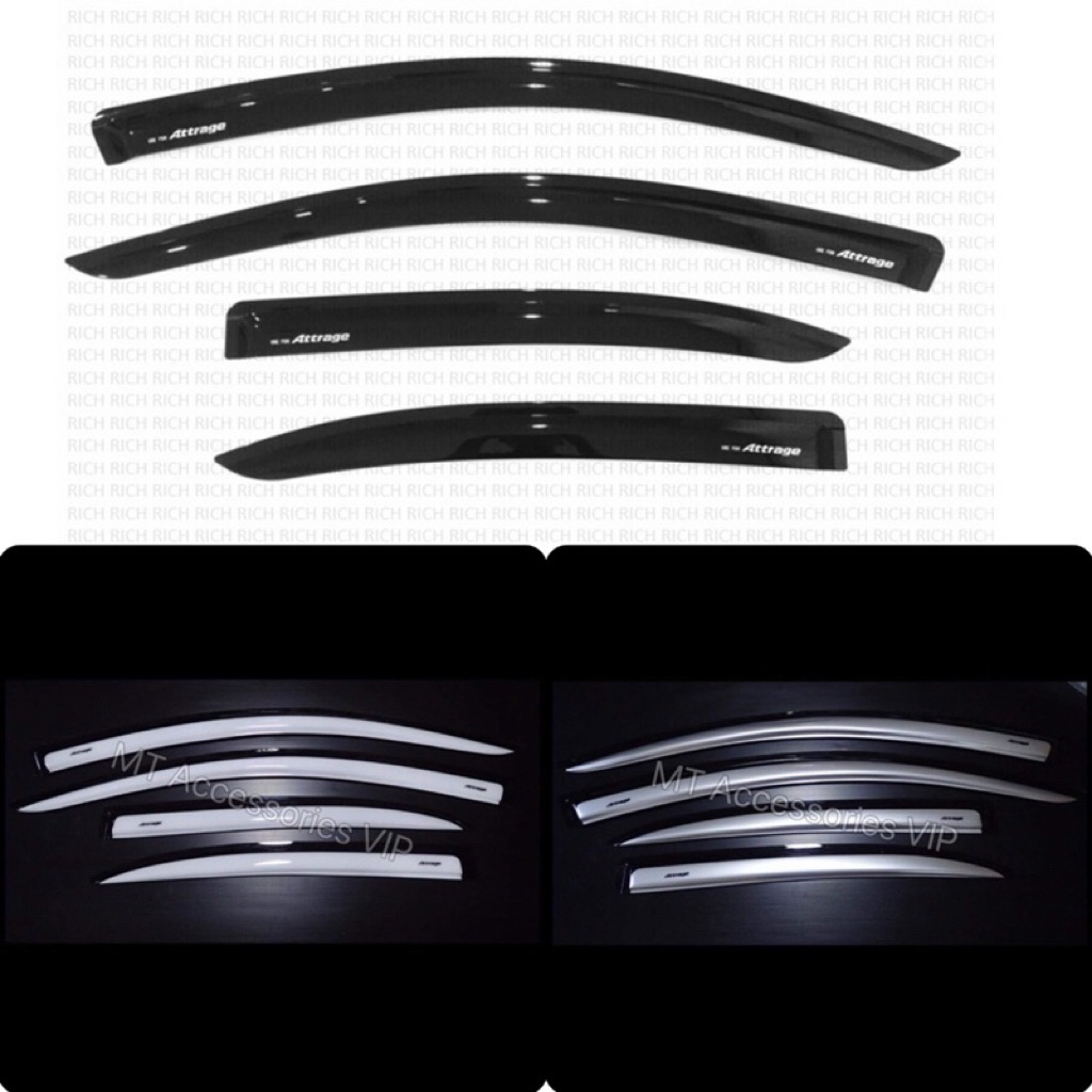 attrage กันสาด Mitsubishi Attrage แอททราจ สีดำ/สีขาว/สีบรอน #คิ้วกันสาด
