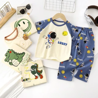💘พร้อมส่งจากไทย ชุดเซ็ท เสื้อยืดแขนสั้น กางเกงขายาว ผ้าฝ้ายแท้100% เหมาะสำหรับเด็กผู้ชาย และเด็กผู้หญิง อายุ 3-8 ปี