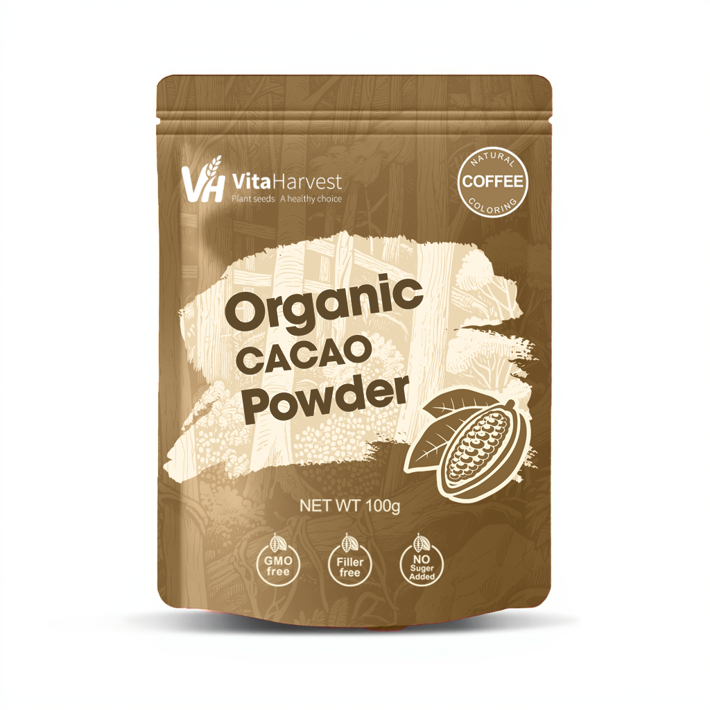 ผงคาเคา ขนาด 100 กรัม （Organic Cacao Powder）ส่วนผสมบริสุทธิ์ 100% ไม่มีน้ำตาล