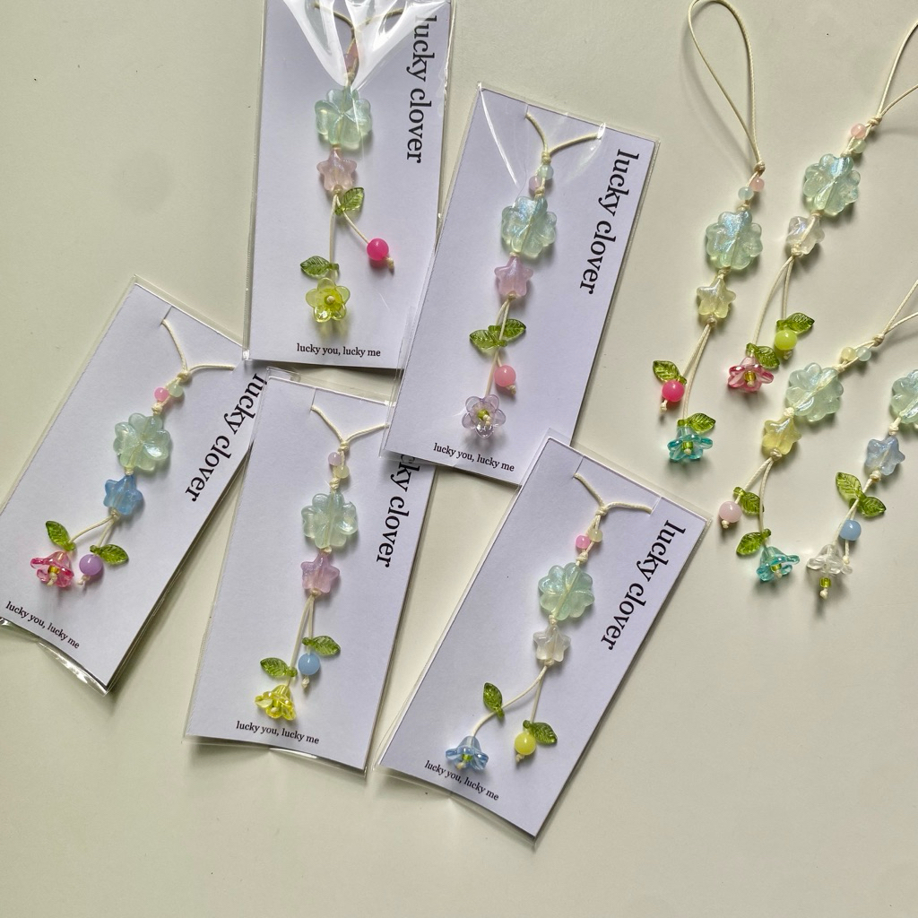 พวงกุญแจเชือกเทียน ใบโคลเวอร์ 4 แฉก 🍀 /ผีเสื้อ 🦋 สีน่ารักสดใส | ของขวัญปัจฉิม ของแจก ของแถมลูกค้า