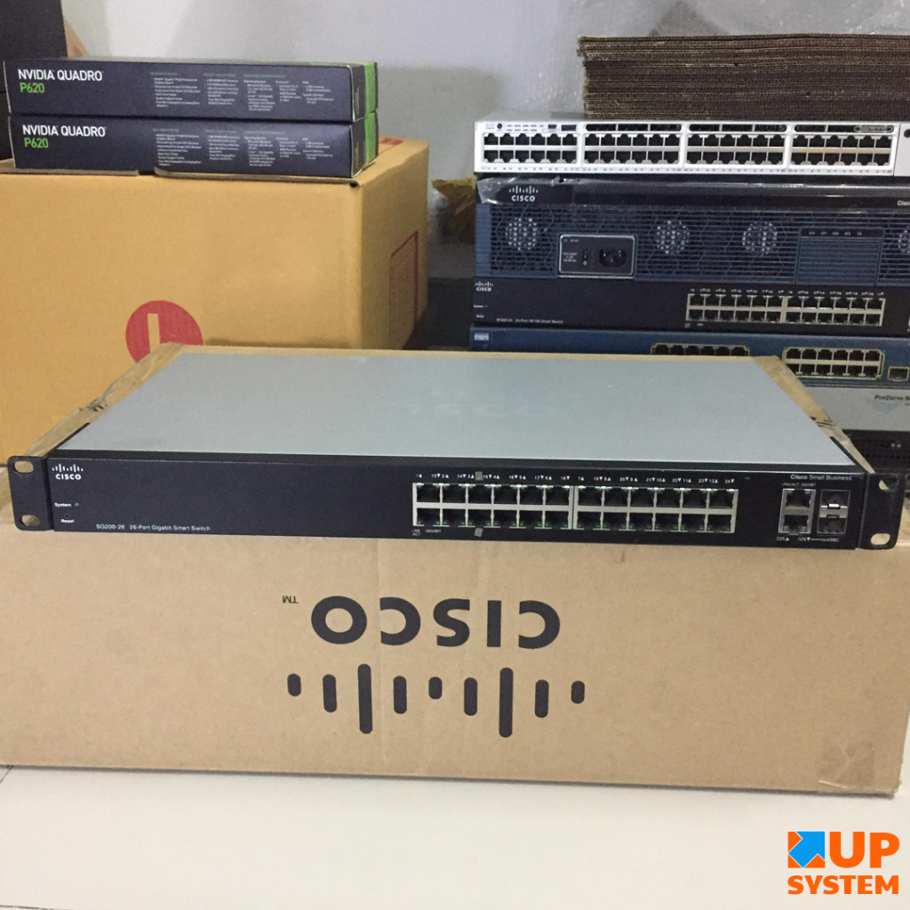Cisco SG200-26 /Gigabit 26-port Switch (ช่อง 3,15 Gigabit พอต ใช้ไม่ได้) (มือสอง)
